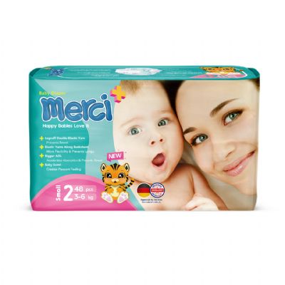 Merci--Baby Diaper Mini Size 48Pcs 4packs with wet wipe