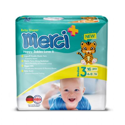 Merci-Baby Diaper Midi Size 16 Pcs 12 packs