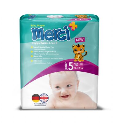 Merci-Baby Diaper Junior Size 12 Pcs 12 packs